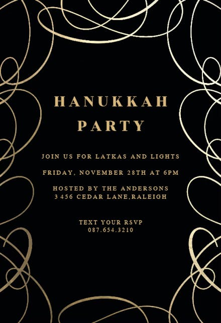 Intricate Swirls - Hanukkah Invitation