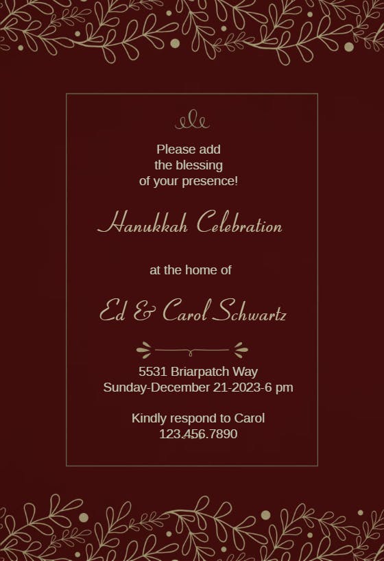 Lacy lines and frames - hanukkah invitation