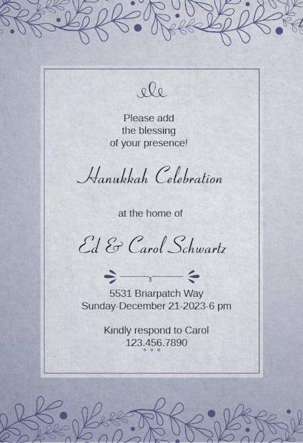 Lacy Lines And Frames - Hanukkah Invitation