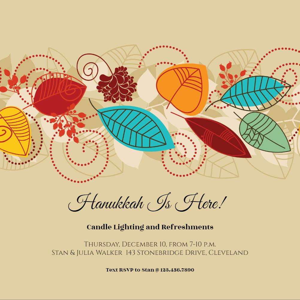 Leaf line - hanukkah invitation