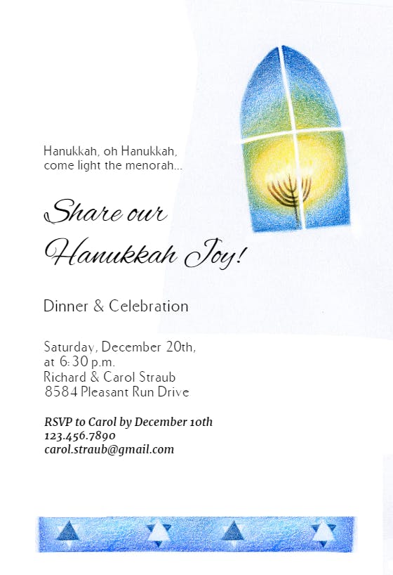 Light the menorah - hanukkah invitation
