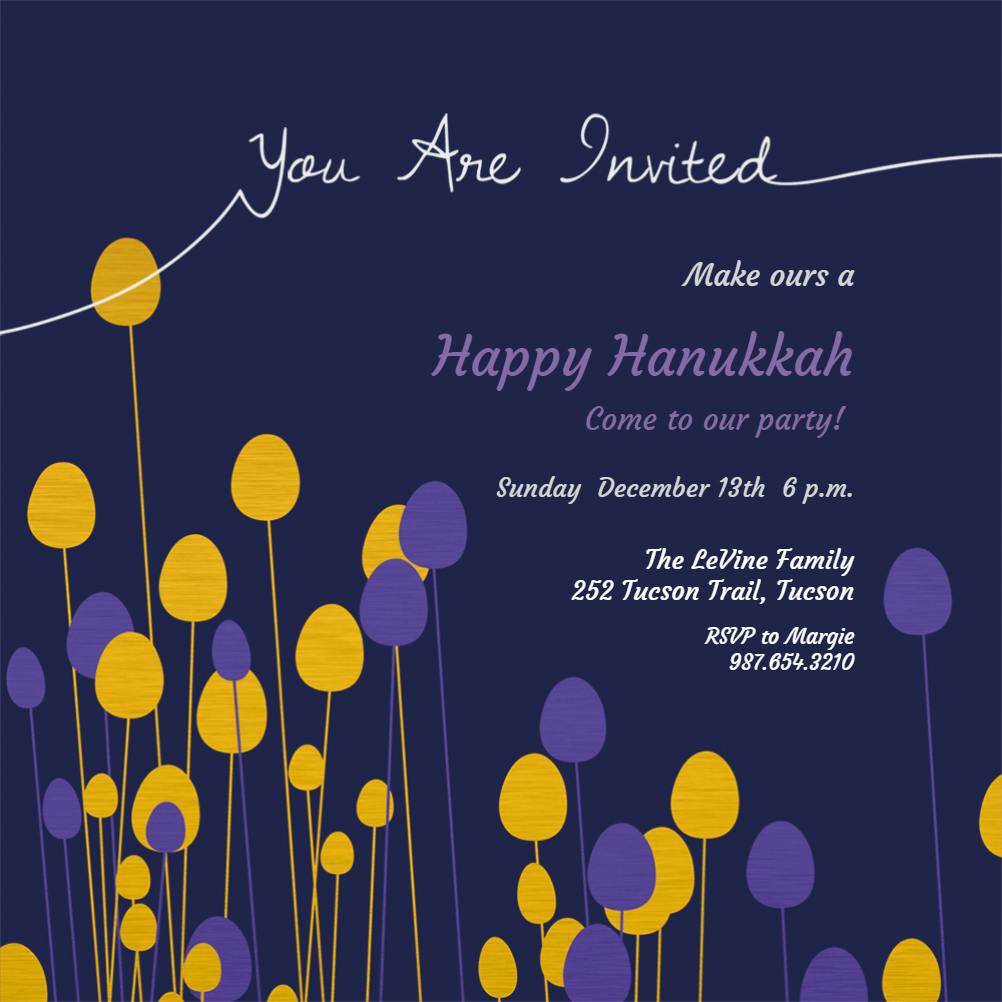 Lollipop blooms -  invitación de hanukkah
