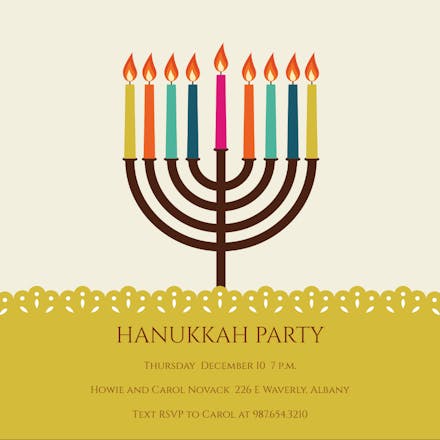 Nights of Lights - Hanukkah Invitation