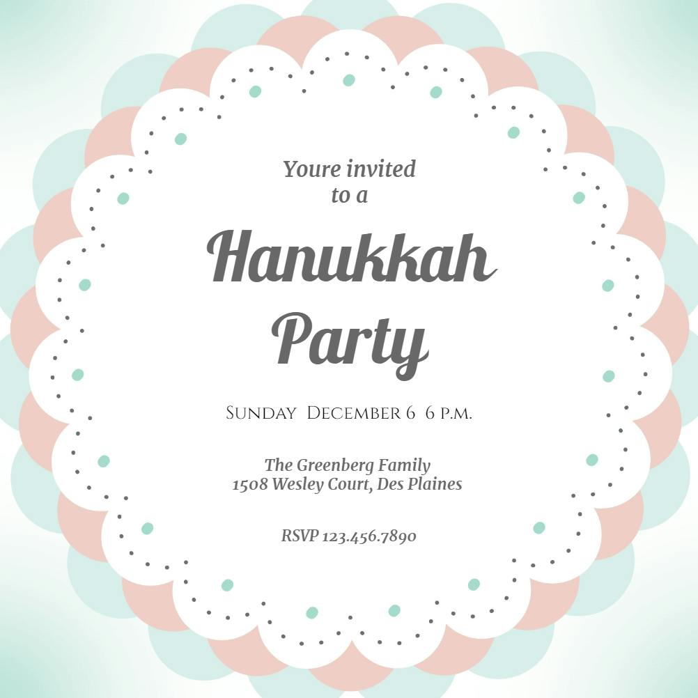 Party placemat -  invitación de hanukkah