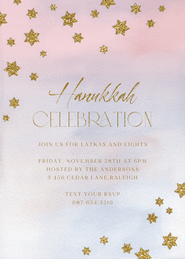 Stars of faith -  invitación de hanukkah