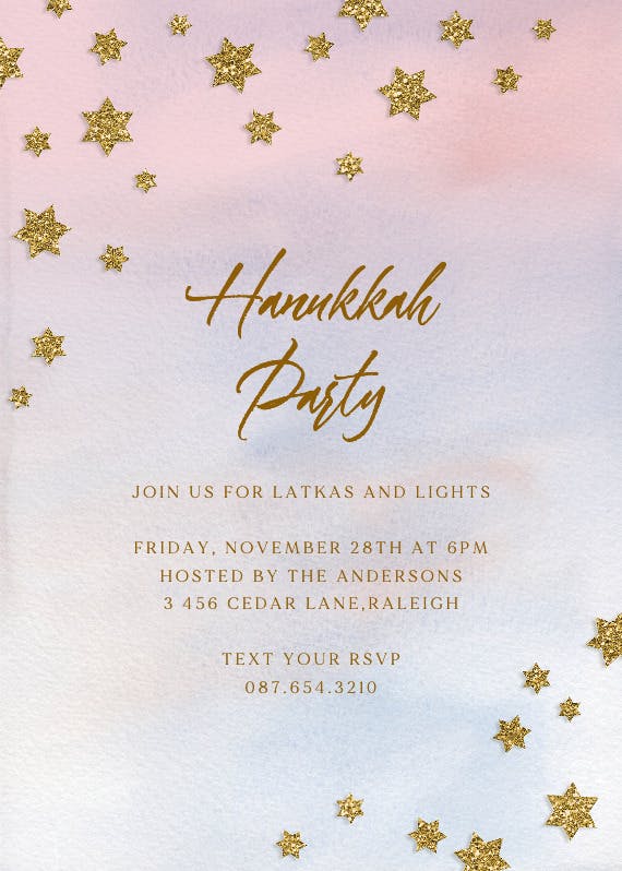 Stars of faith - hanukkah invitation