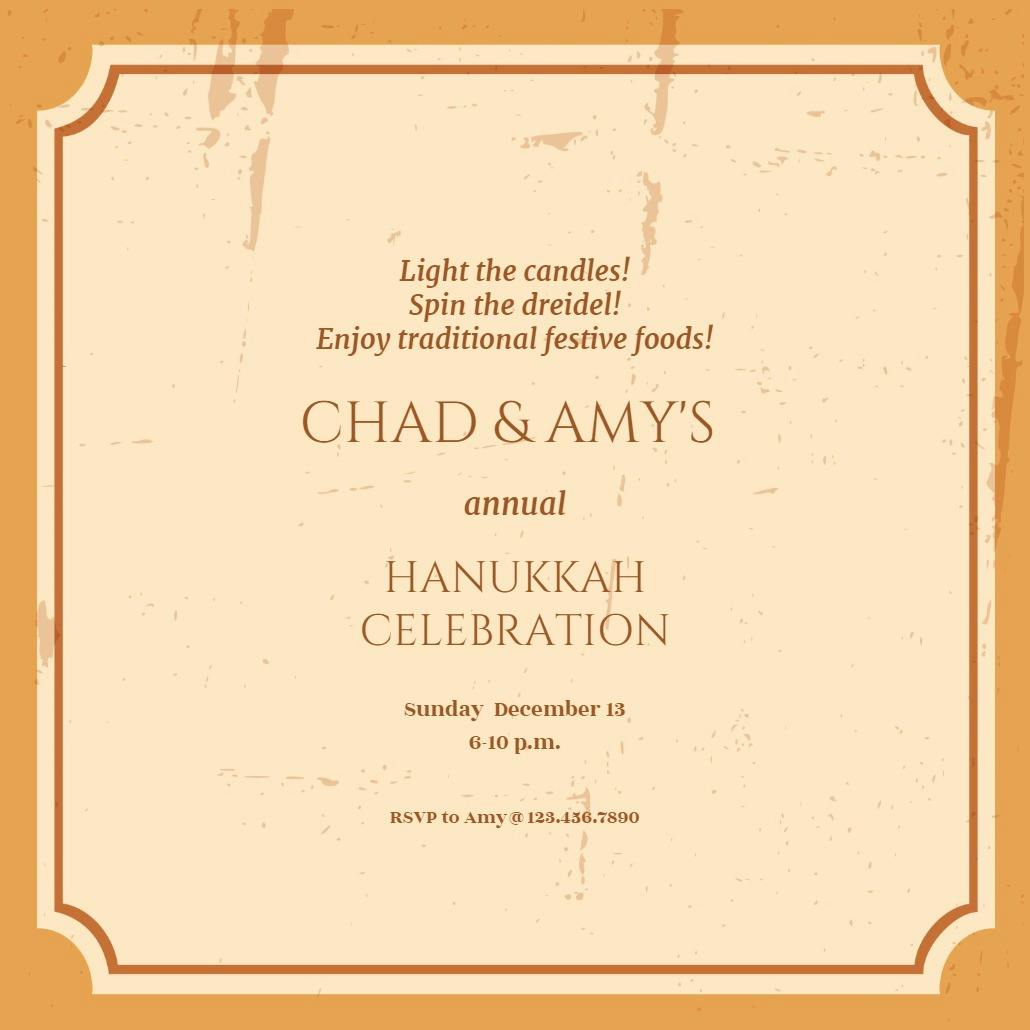 Vintage chic -  invitación de hanukkah