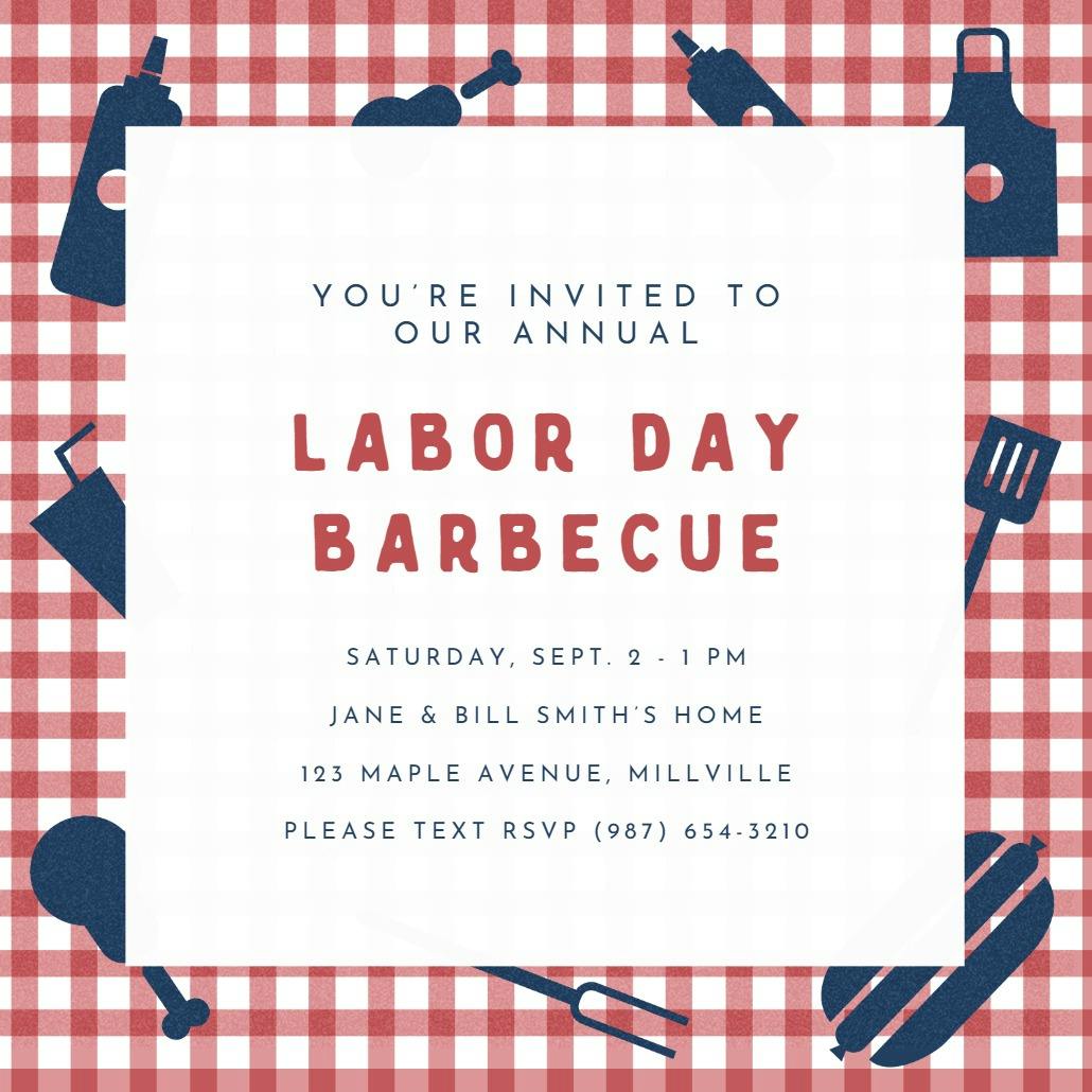 Bbqlicious picnic - labor day invitation