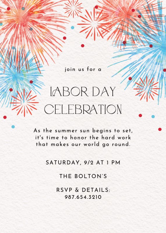 Exciting day - labor day invitation
