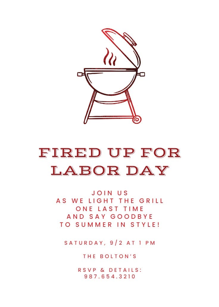 Fired up fun - labor day invitation