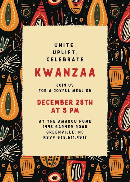 Abstract orange - kwanzaa invitation