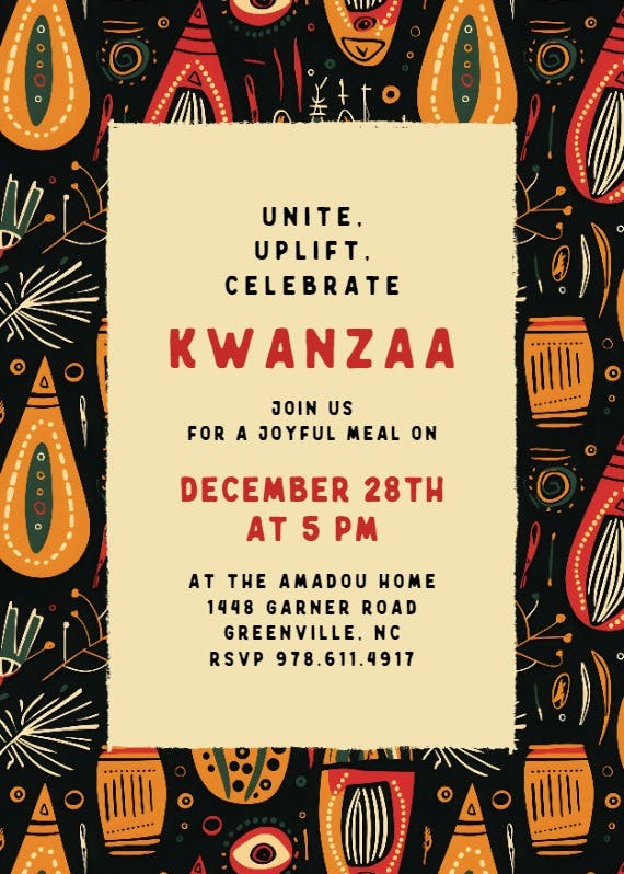 Abstract orange - kwanzaa invitation
