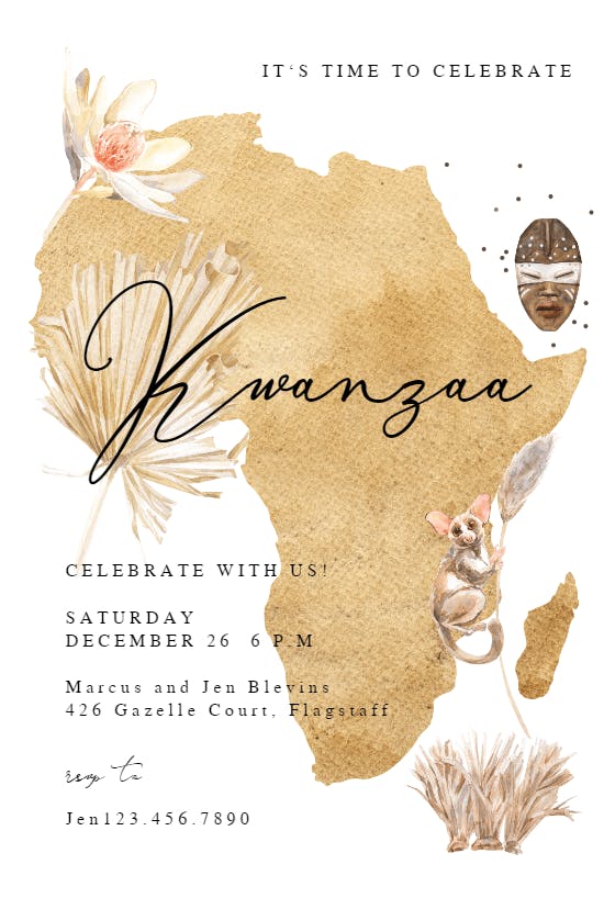 Africa -  invitación de kwanzaa