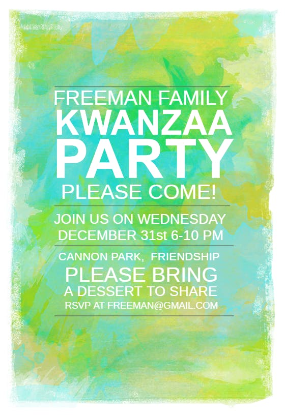 African colors - kwanzaa invitation