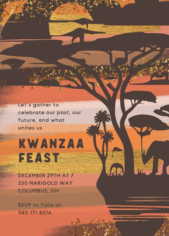 African landscape -  invitación de kwanzaa