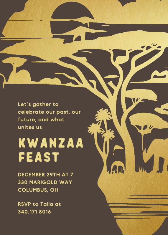 African landscape -  invitación de kwanzaa