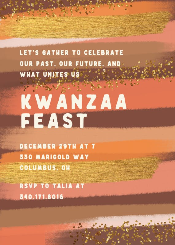 African sunset -  invitación de kwanzaa