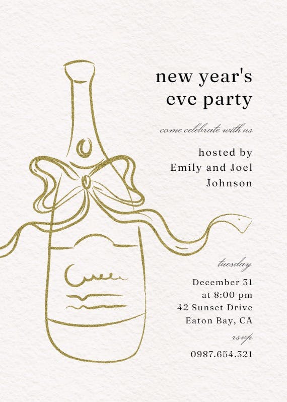 Bottle Sketch - New Year Invitation Template | Greetings Island