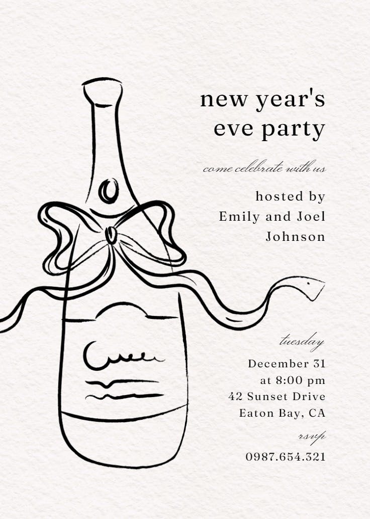 Bottle sketch - new year invitation