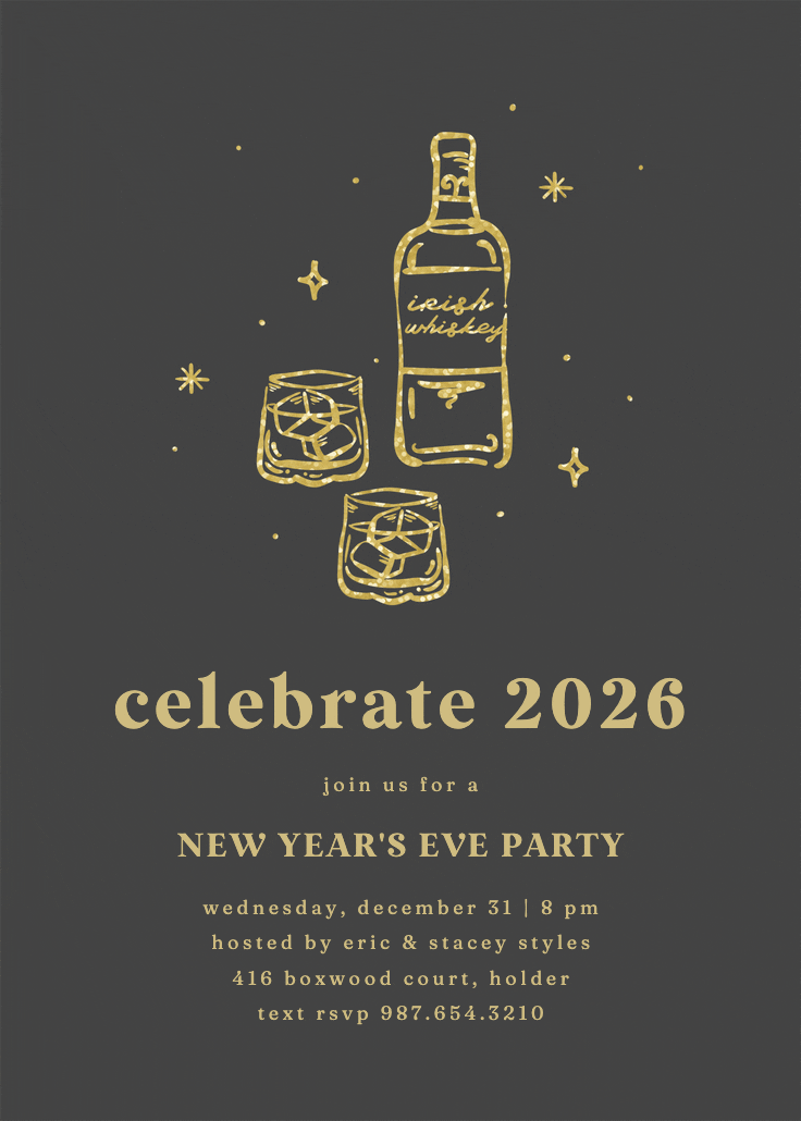 Bottles up - new year invitation