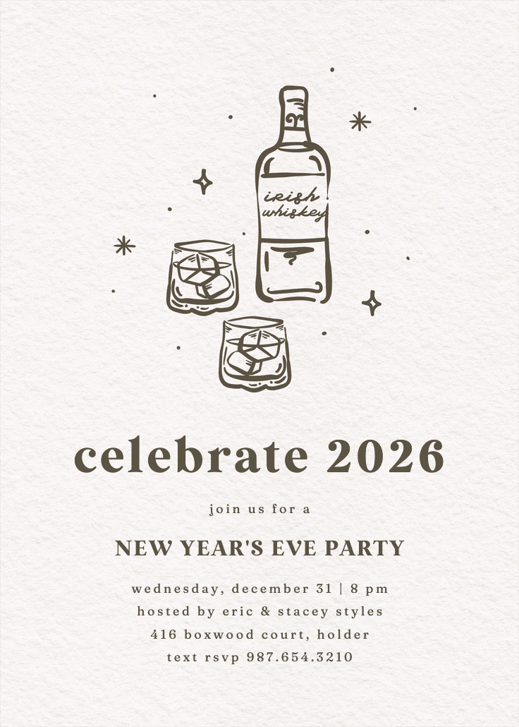 Bottles up - new year invitation