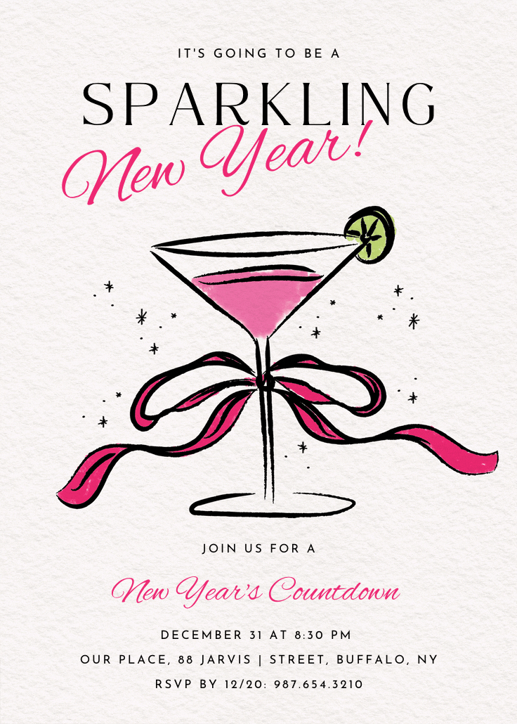 Bubbly worthy - new year invitation