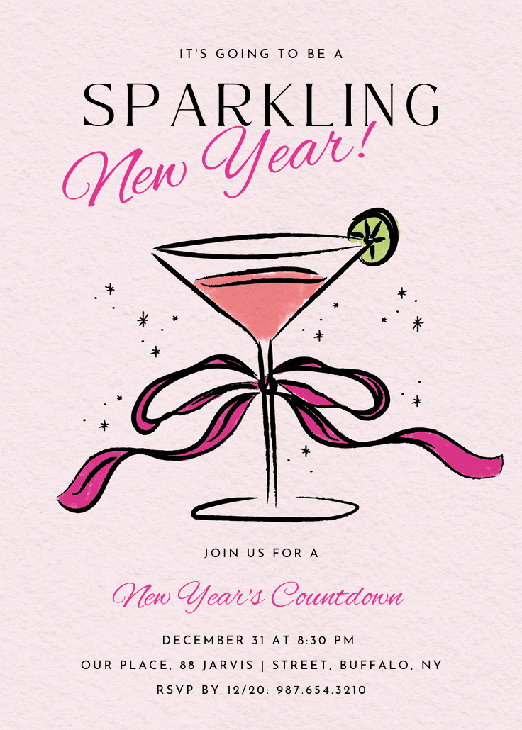 Bubbly worthy - new year invitation