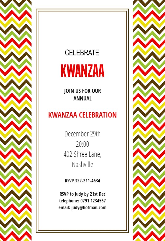 Celebrate kwanzaa - holidays invitation