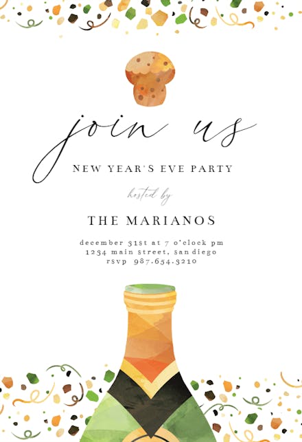 Champagne pop - new year invitation