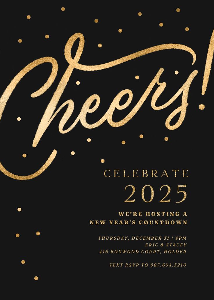 Cheers new year party - new year invitation