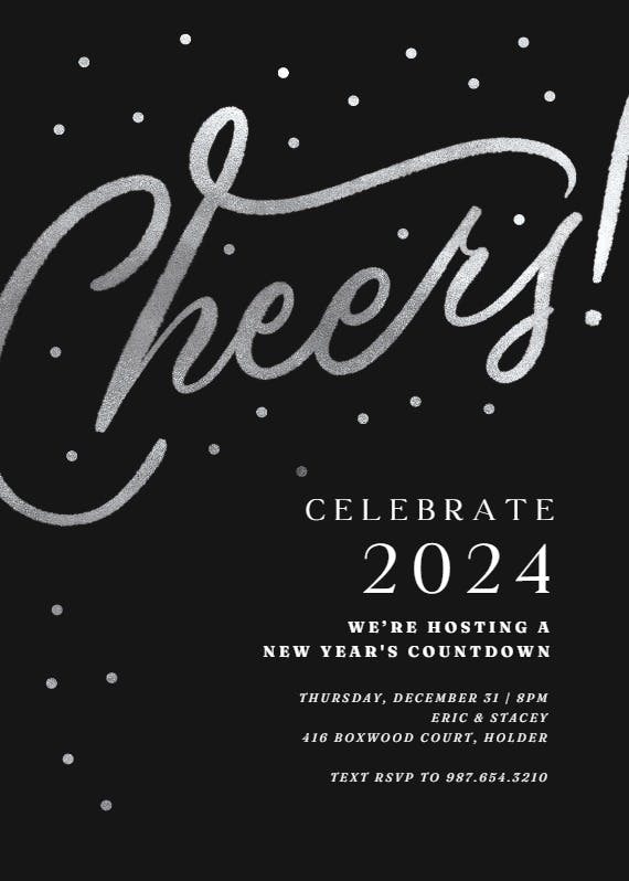Cheers new year party - new year invitation