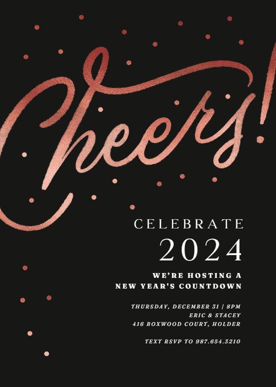Cheers new year party - new year invitation