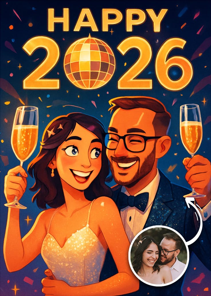 Cheers to new year - holidays card