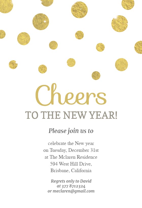 Cheers to the new year - holidays invitation