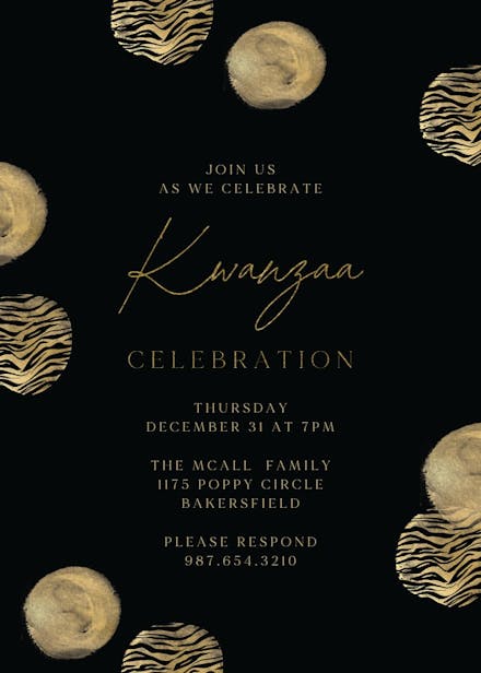 Circle leopard strokes - kwanzaa invitation