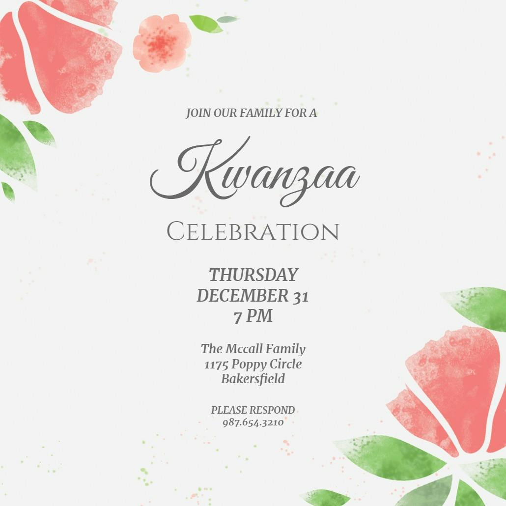 Colorwashed corners - invitación de kwanzaa