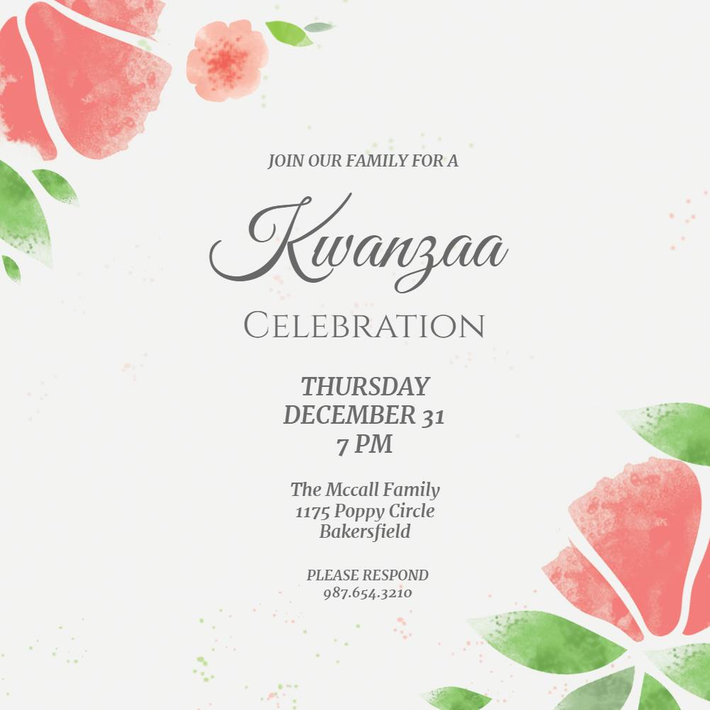 Colorwashed corners -  invitación de kwanzaa