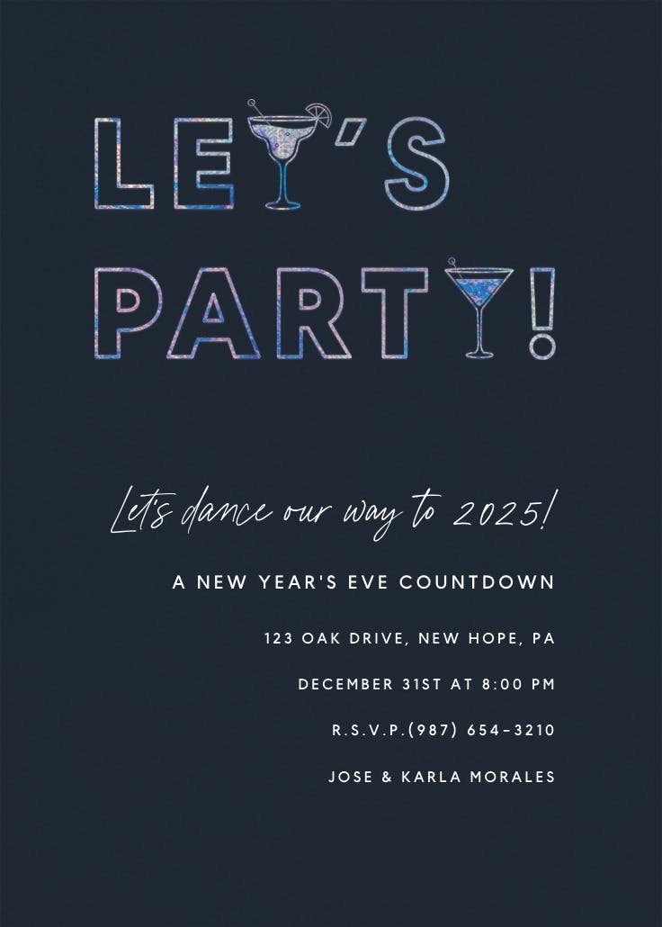 Cool & carefree - invitación de año nuevo