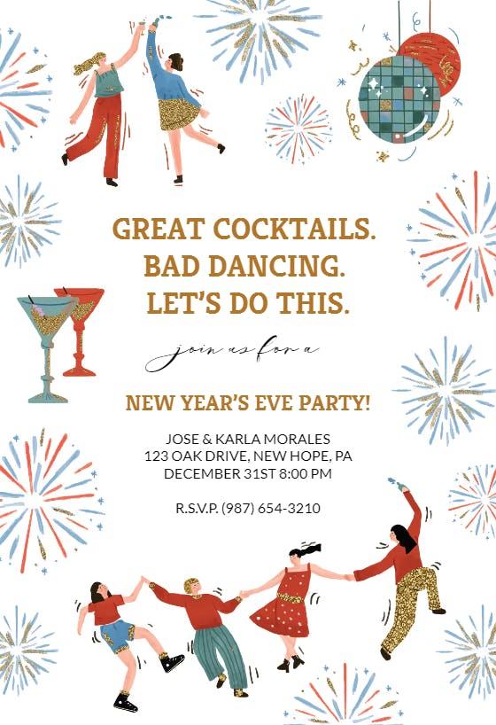 Dance party - new year invitation