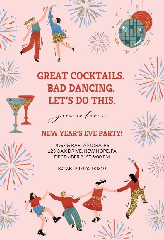 Dance party - new year invitation