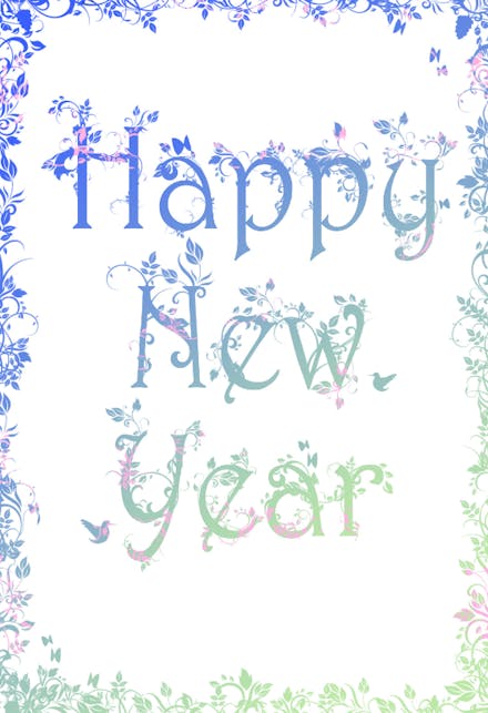 Decorated New Year Card - New Year Card