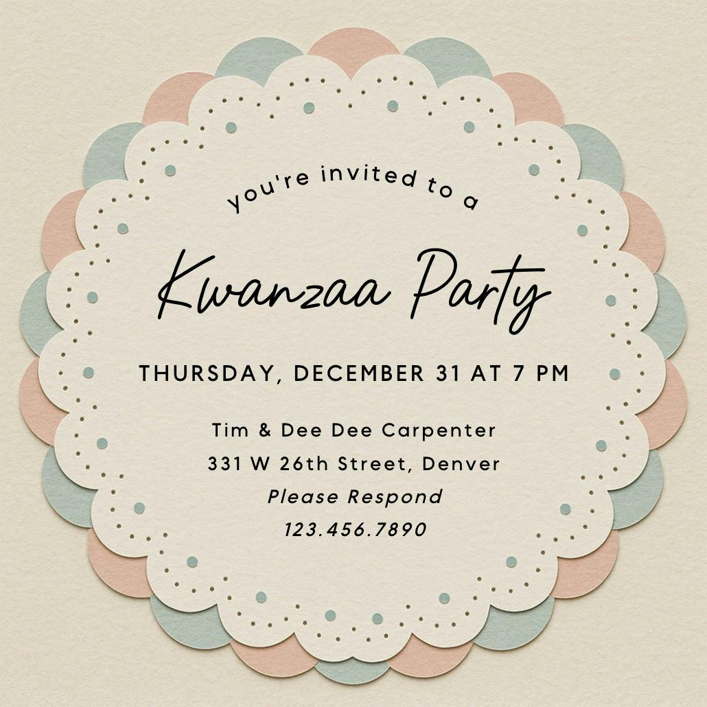 Delicate doily - invitación de kwanzaa
