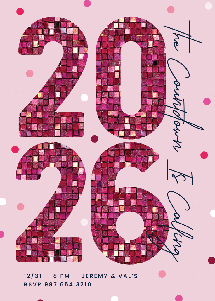 Disco ball year - invitación de año nuevo