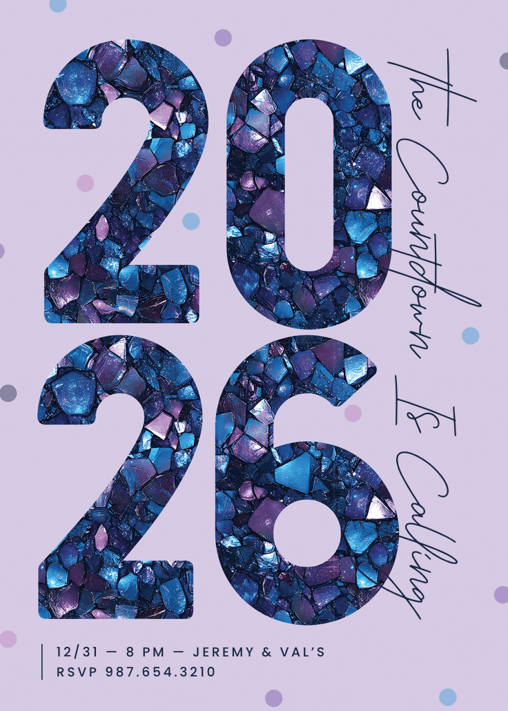 Disco ball year - new year invitation