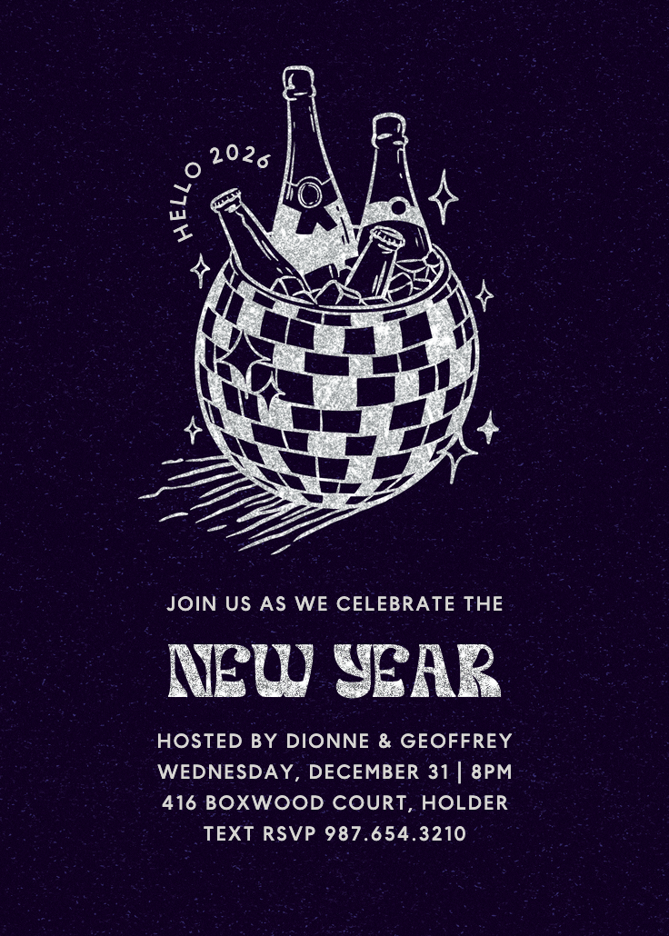 Disco drinks - new year invitation