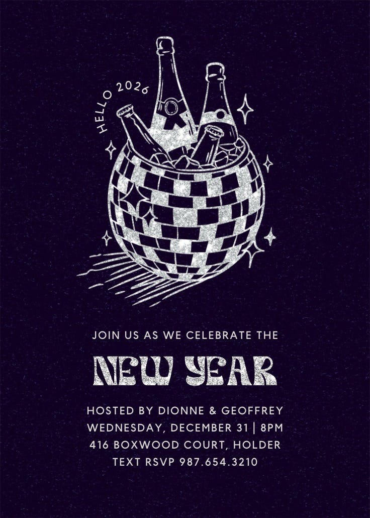 Disco drinks - new year invitation