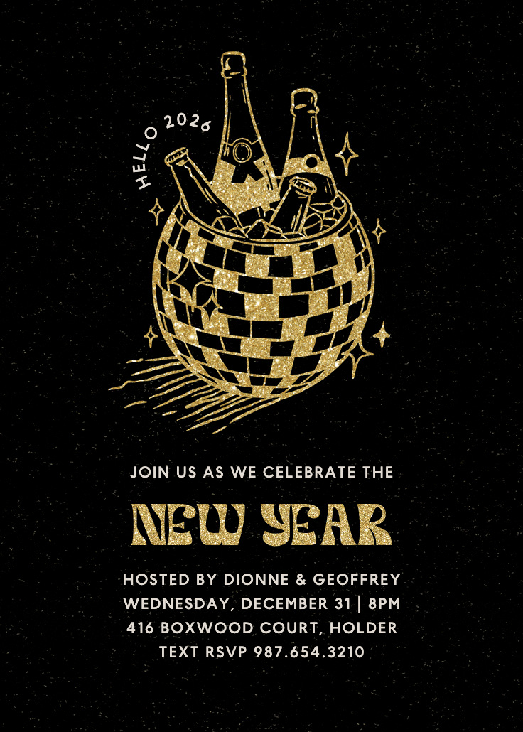Disco drinks - new year invitation