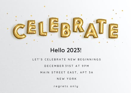 Festive Balloons - New Year Invitation