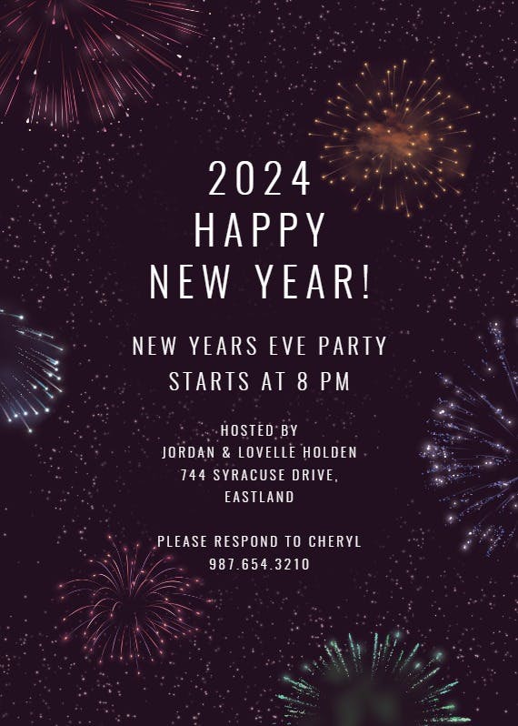Fireworks blast - new year invitation