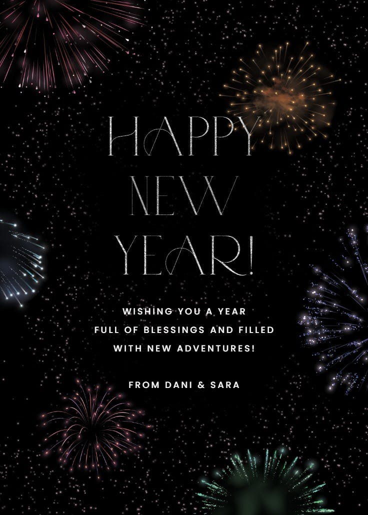 Fireworks blast - new year card